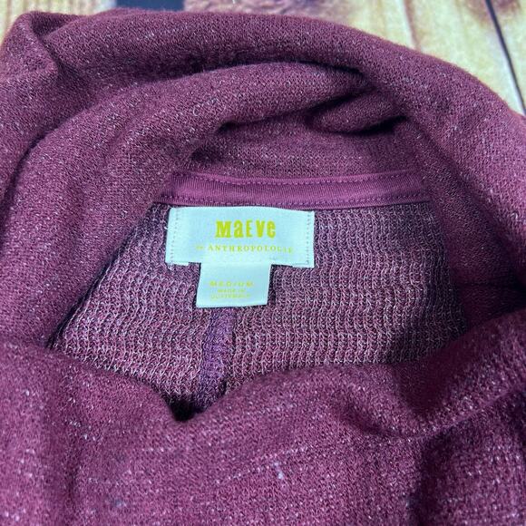 Anthropologie x Maeve Sweater Women's Medium Burgundy Cowl Neck Pullover Tunic - Picture 5 of 12
